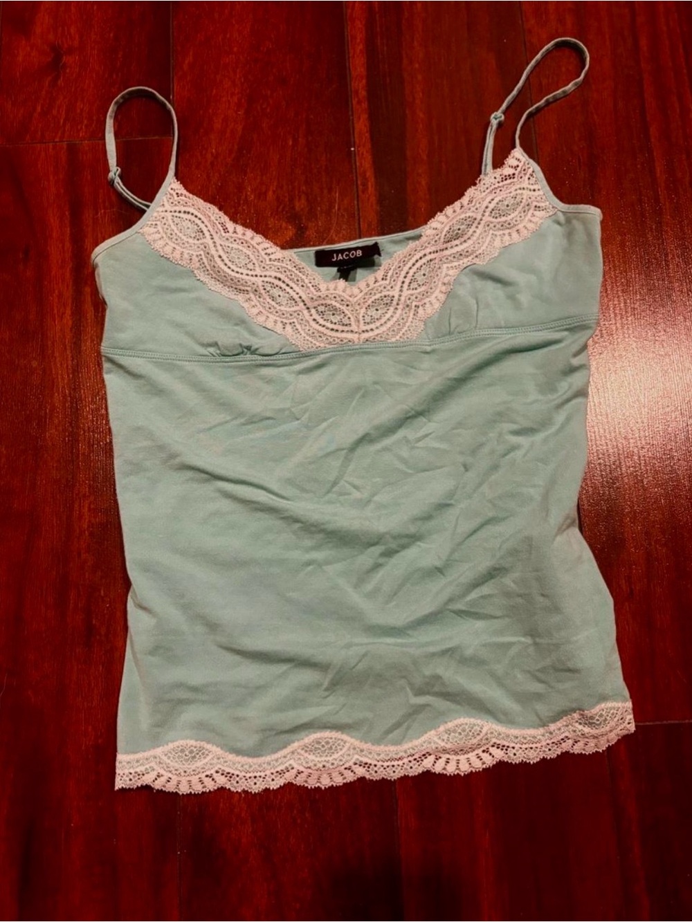 Vintage Jacob Turquoise Camisole with Lace Trim